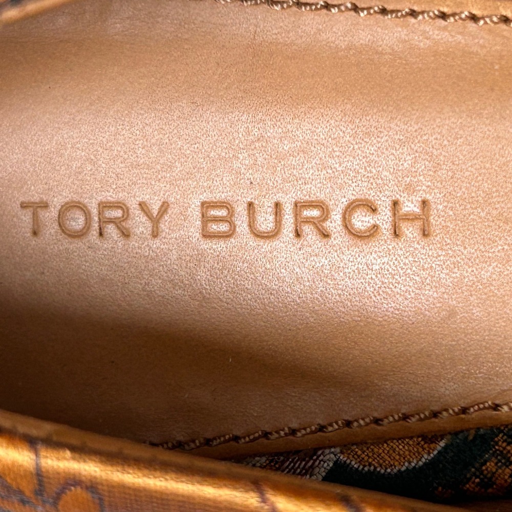 Tory Burch Chelsea Ballet Flats Size 9.5 Sunset Bonfire Brocade Gold Floral - Picture 12 of 12